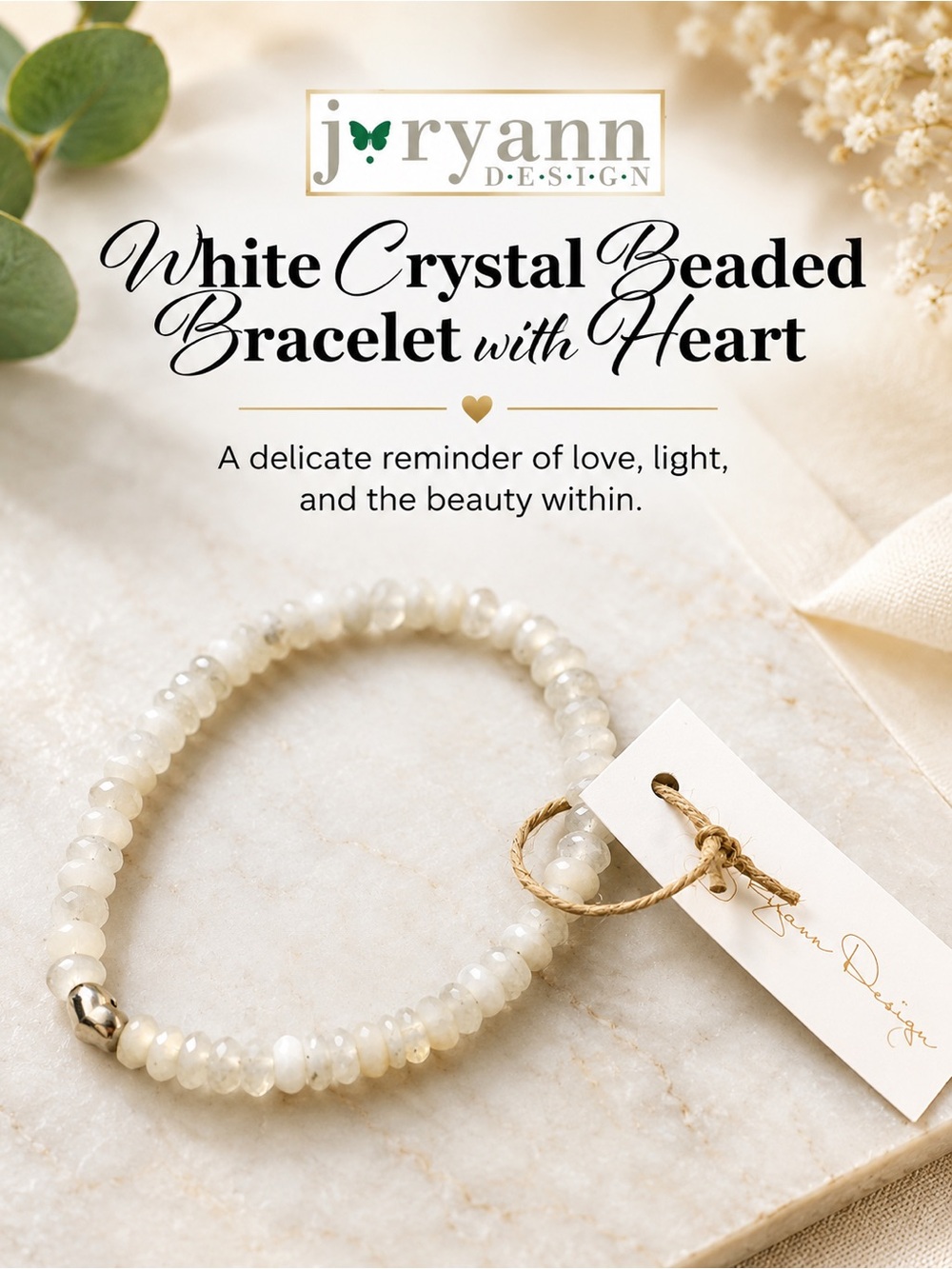 J Ryann Design Beaded Gem Crystal Bracelet 🦋